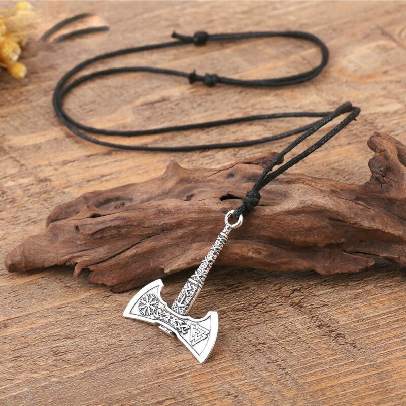 My Shape Nordic Vikings Necklace The Rune Axe Amulet Compass Viking Runes Pendant