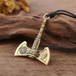 My Shape Nordic Vikings Necklace The Rune Axe Amulet Compass Viking Runes Pendant - 4