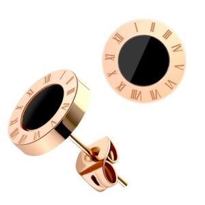 Fashion Stainless Steel Acrylic Crystal Stud Earrings For Women Men Jewelry Vintage Roman Numerals Small Earring 2021