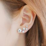 Fashion Simulated Pearls Angel Wings Leaf Feather Flowers Stud Earrings For Women Wedding Jewelry - 5