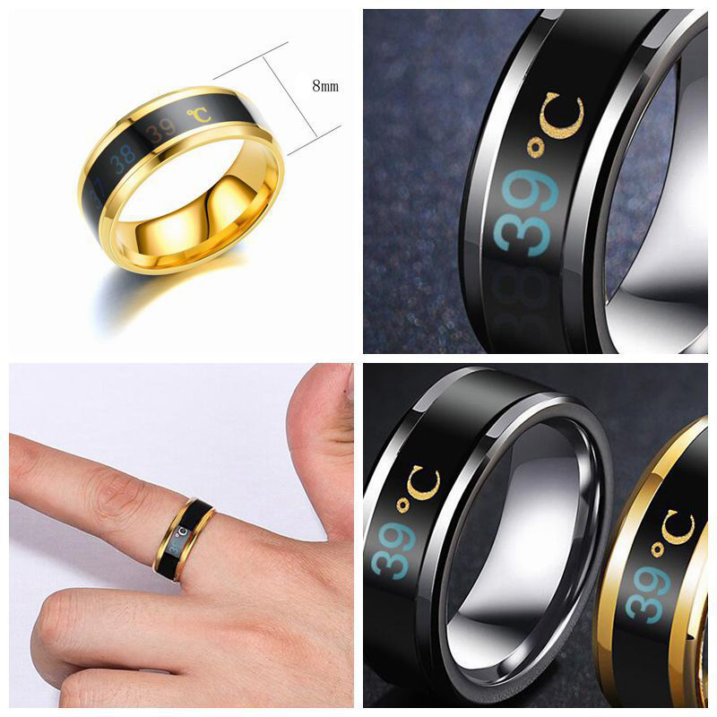 Advanced Stainless Steel Body Temperature Monitoring Ring Fashionable Realtime Health Test Accessory - 2