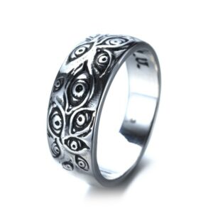 Vintage Punk Carved Eyes Mens Ring Finger Jewelry Hip Hop Rock Culture Unisex Women Male Party Metal Rings Accessories - 2