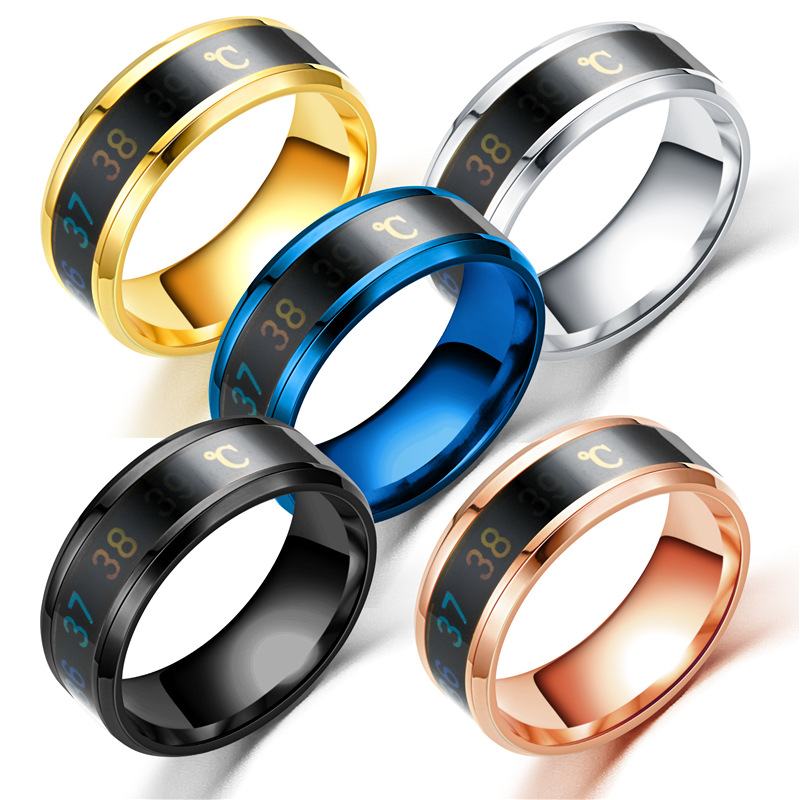 Unisex Titanium Steel Magic Ring With Temperature Display Unique Personality Finger Jewelry Accessory - 2