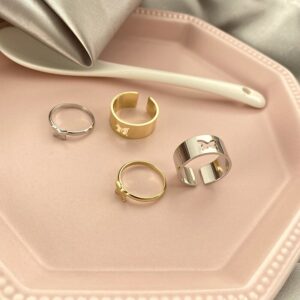 Vintage Butterfly Rings For Women Men Lover Couple Ring Set Open Cuff Engagement Wedding Adjustable Jewelry Bague