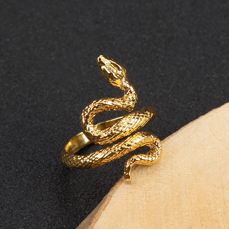 Vintage Gold Adjustable Snake Ring Unisex Punk Fashion Jewelry Exaggerated Retro Design Ideal Trendy Gift - 6