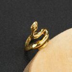 Fashion Retro Exaggerated Snake Ring Women Men Punk Snake-shaped Gold Color Open Adjustable Trend Jewelry Gift - 4