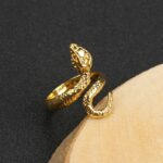 Fashion Retro Exaggerated Snake Ring Women Men Punk Snake-shaped Gold Color Open Adjustable Trend Jewelry Gift - 6