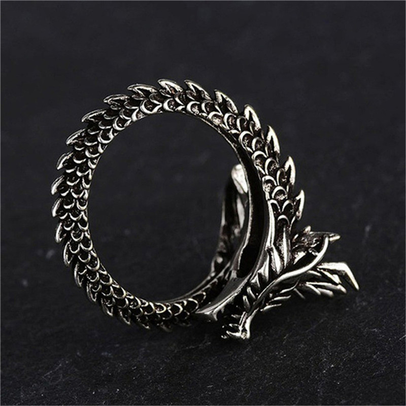 Unisex Adjustable Sterling Silver Dragon Ring Cool Open Design Jewelry Unique Animal Metal Gift For Men And Women - 6