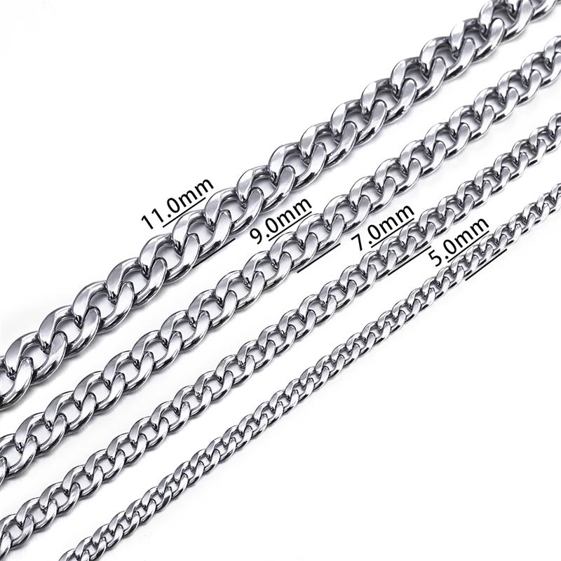 Jiayiqi Unisex Cuban Link Bracelet 511mm Stainless Steel Curb Chain Bangle Trendy Hiphop Wrist Jewelry Gift - 2