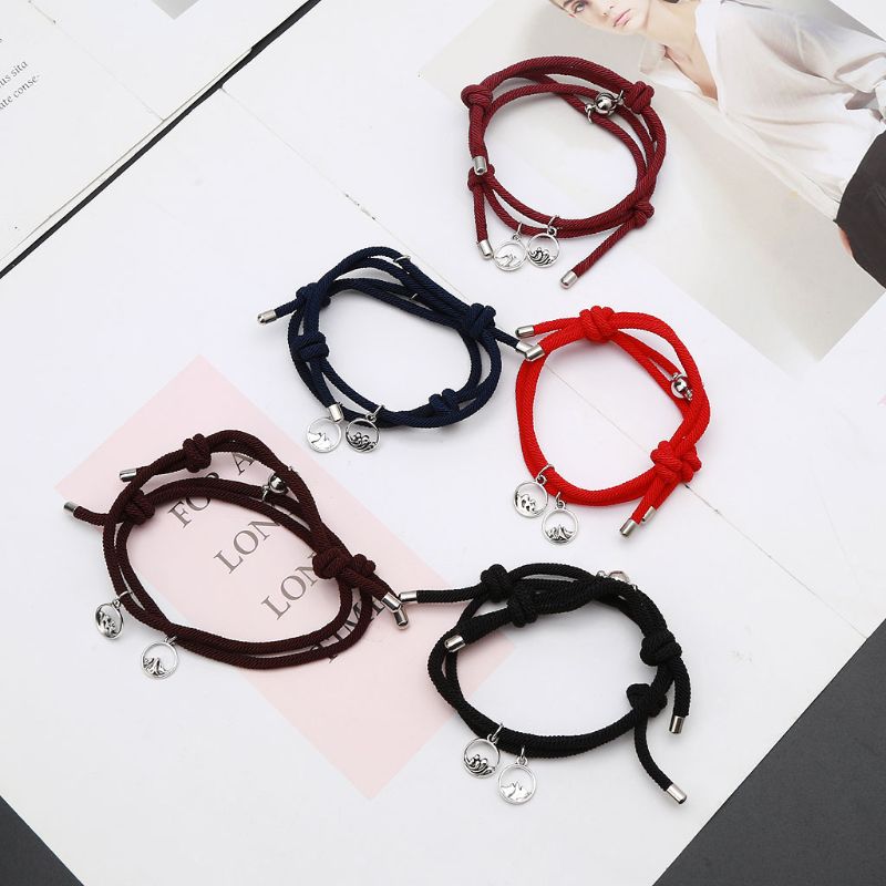 2pcs Elegant Minimalist Matching Couple Magnetic Bracelets Braided Rope Friendship Jewelry Longdistance Relationship Kit - 12