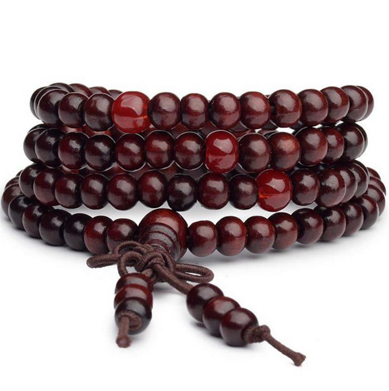 6mm Natural Black Ebony Sandalwood Unisex Bracelets Bangles Traditional Buddhist Prayer Beads 9 Styles For Men Women - 7