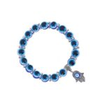 Fashion Silver Color Blue Evil Eye Hamsa Hand Palm Bracelets For Women Bead Charm Bracelet Ethnic Style Handmade Jewelry - 3