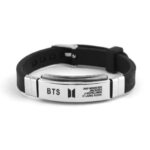 Korean Kpop Jewelry Stainless Steel Personality Suga Jhope Jungkook V Jimin Letter Name Silicone Adjustable Bracelet Women - 3