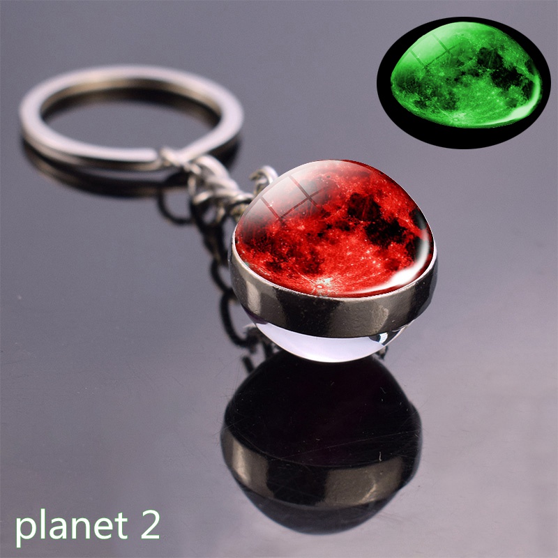 Luminous Doublesided Glass Ball Keychain Solar System Planets Galaxy Nebula Earth Sun Moon Glow In The Dark Keyring - 17