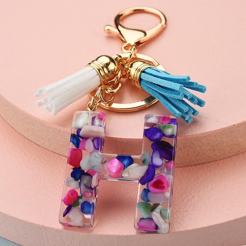 Zoshi Womens Initial Letter Keychains Fashion Resin Tassel Handbag Pendant Cute Jewelry Accessory - 5