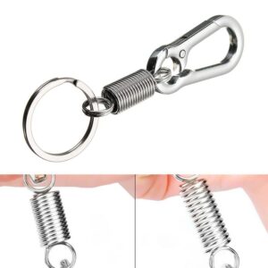 Spring Key Chain Stainless Steel Gourd Buckle Carabiner Keychain Retractable Waist Belt Clip Keyring Anti-lost Hanging - 2