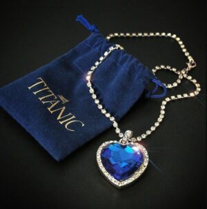 Titanic Heart Of Ocean Blue Love Forever Pendant Necklace With Earrings & Velvet Bag - 2