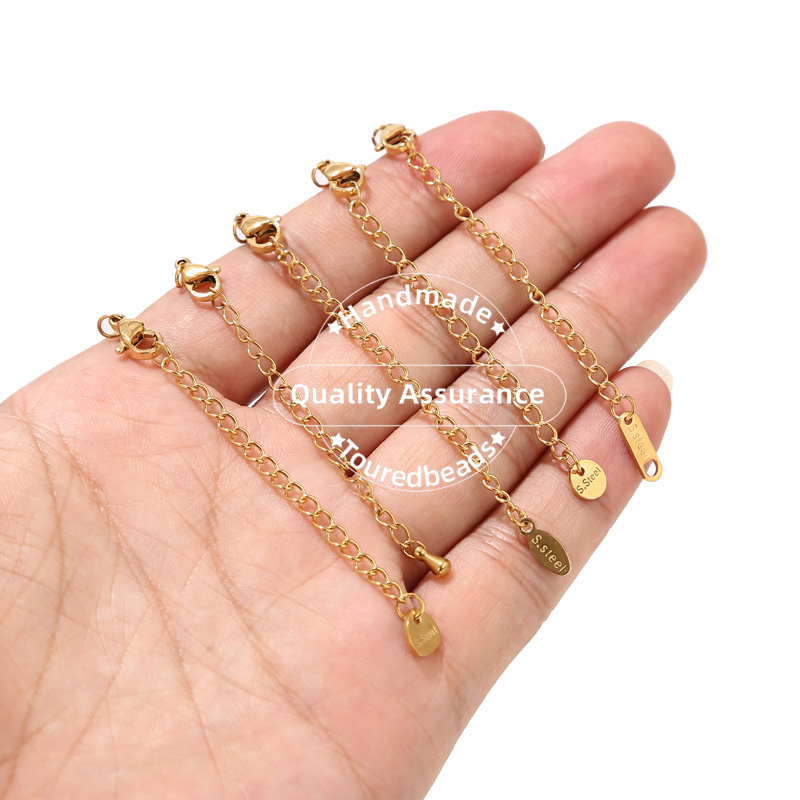 10pcs Gold 2inch Stainless Steel Extension Tail Chain Lobster Clasps Connector For Diy Jewelry Bracelet Necklace Making - 2