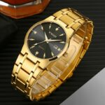 Wwoor Diamond Watches Mens Top Brand Luxury Gold Black Date Quartz Watch For Men Fashion Dress Wrist Relojes Hombre - 4