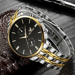 Men Watches Orlando Fashion Quartz Watch Men's Silver Gold Plated Stainless Steel Wristwatch Masculino Relogio - 2