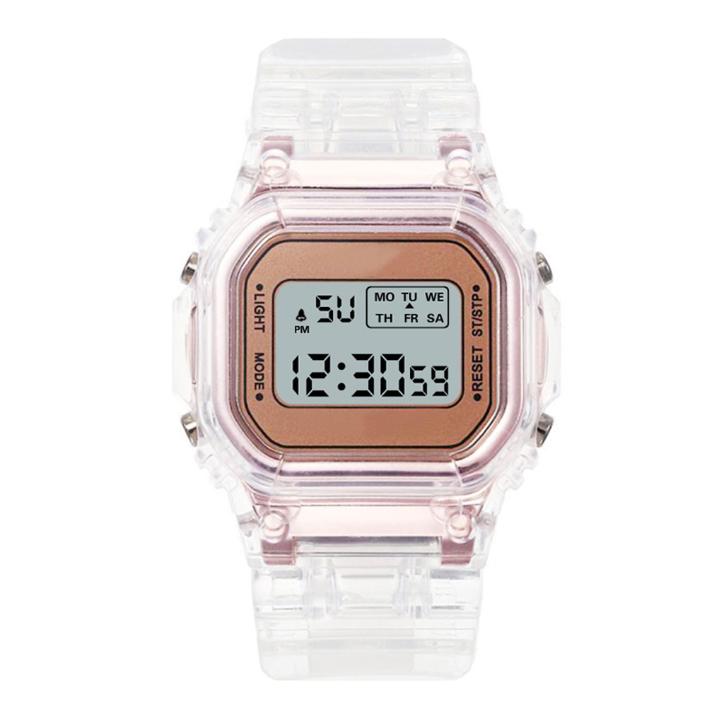 Led Digital Sport Wristwatch Unisex Rose Gold Silicone Strap Transparent Dress Relogio Feminino - 15