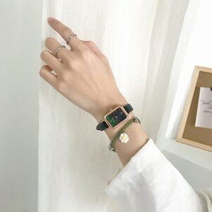 Rectangle Women Fashion Watches Elegant Quartz Wristwatches Ulzzang Luxury Brand Black Green Female Watch Leather Clock - 2