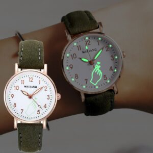 Luminous Watch Night Women Cute Leather Watches Simple Small Dial Quartz Clock Wrist For Girls