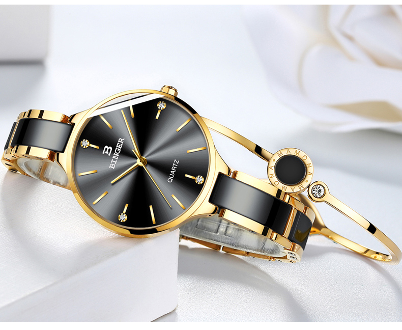 Swiss Binger Luxury Womens Watch Sapphire Waterproof Ceramic Bracelet Band Fashion Montre Femme Wristwatch - 14