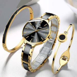 Zegarek Damski Switzerland Binger Fashion Women Watch Luxury Brand Bracelets Ceramic Band Sapphire Waterproof Montre Femme