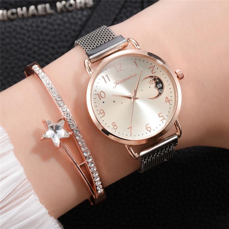 Womens Luxury Quartz Watch With Mesh Strap Simple Number Dial Rose Gold Wristwatch - 9