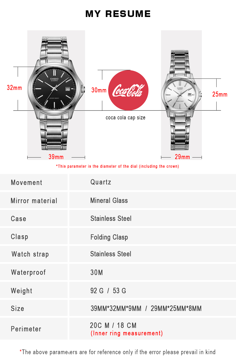 Casio Luxury Quartz Couple Watch Set Mens And Womens Waterproof Sports Wristwatch Top Reloj Digit - 7