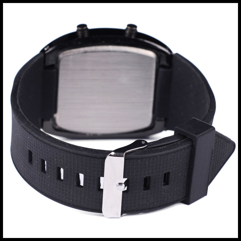 Mens Turbo Rpm Sports Watch Blue Led Full Black Stainless Steel Car Meter Dial Rectangle - 9