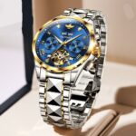 Oupinke Luxury Couple Watch Fashion Men Chronograph Mechanical Wristwatch Classic Blue Automatic Women Sapphire Waterproof - 4