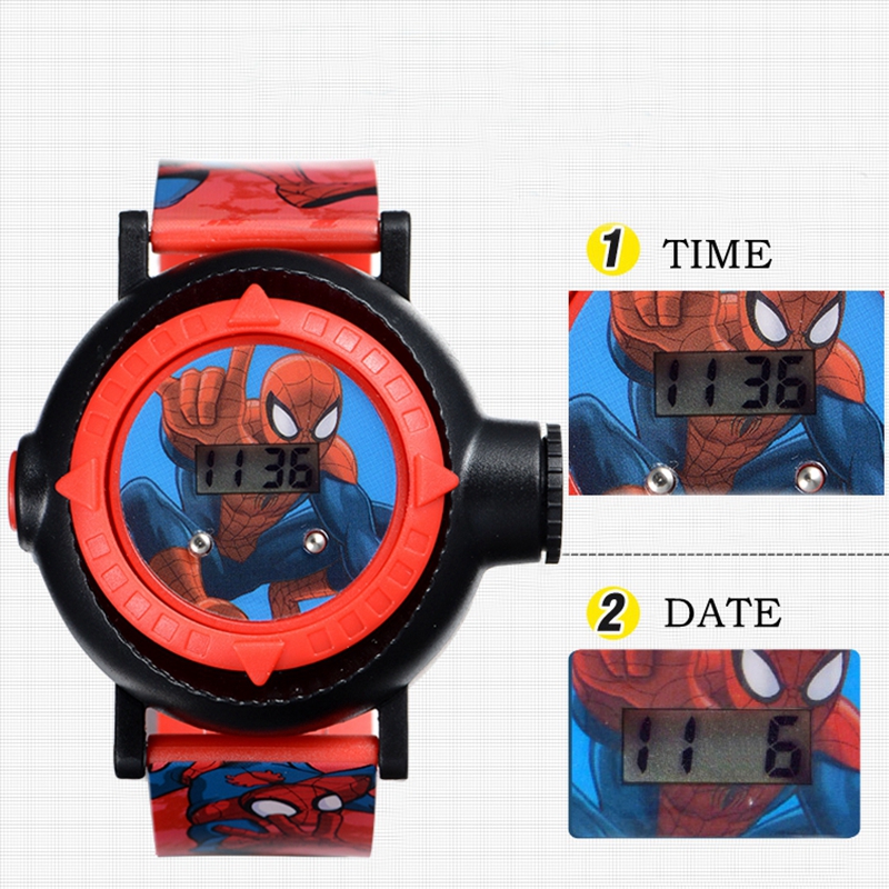 Spiderman Digital Kids Watch Cartoon Pattern Led Display Projection Marvel Hero Timepiece For Boys And Girls - 4