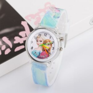 Children's Cartoon Watch Led Flash Quartz Ice Snow Princess Silicone Girl's Student Kids Watches Toy Gift - 2