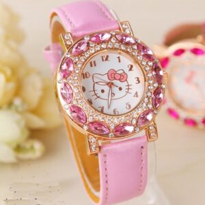 Kt Cat Children Quartz Wristwatch Clock Fashion Casual Girl Watch Kids Cute Silicone Strap Atches Lovely