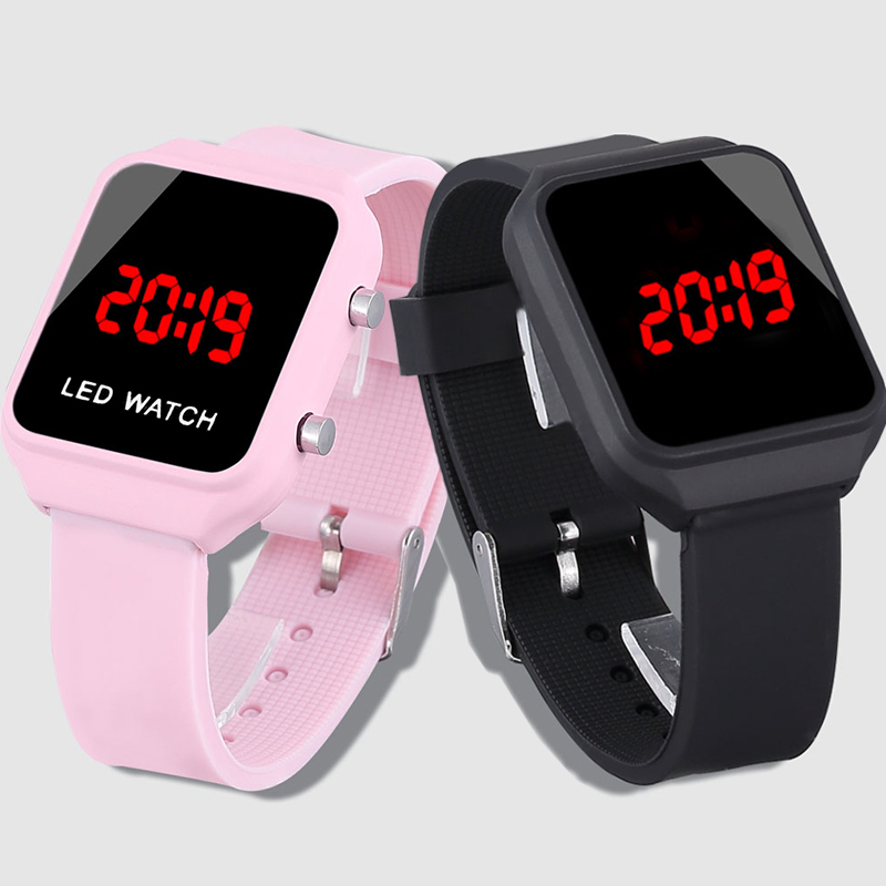 Childrens Digital Led Watch Pink Silicone Strap Electronic Wristwatch For Boys Girls Kids Fashionable Timepiece - 4