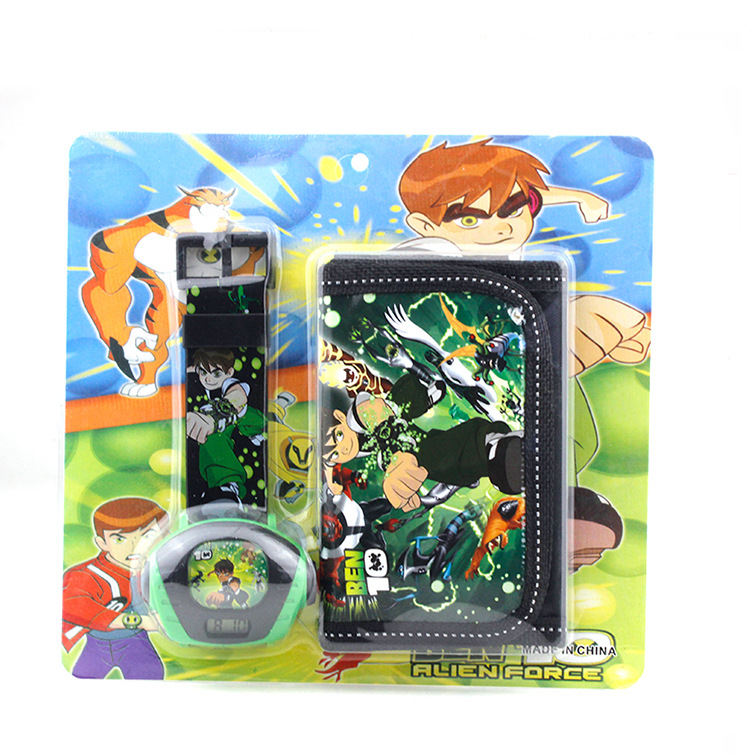 Kids Multipurpose Cartoon Watch Wallet Set Spiderman Mickey Ice Princess Boys Girls Toy Watch - 3