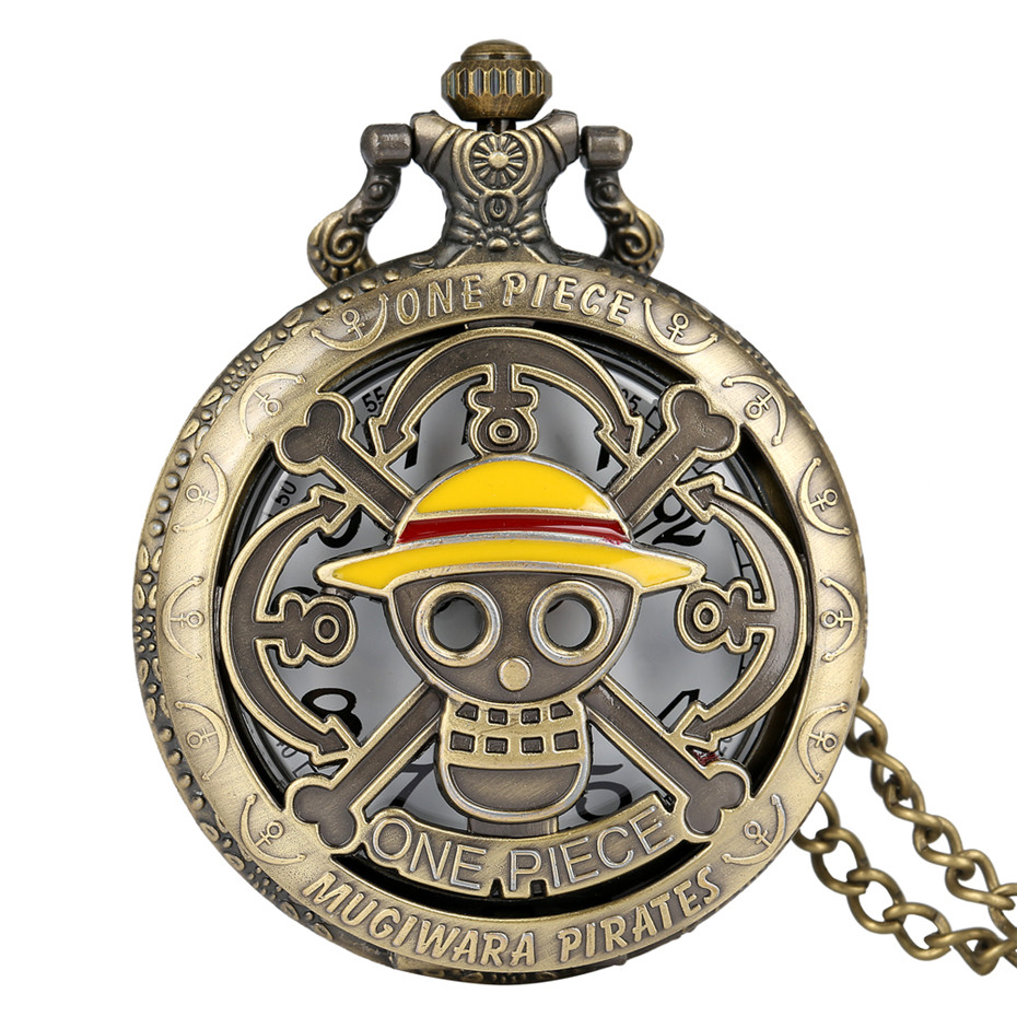 One Piece Anime Quartz Pocket Watch With Luffy Pendant Necklace Ideal Gift For Students And Anime Fans - 1