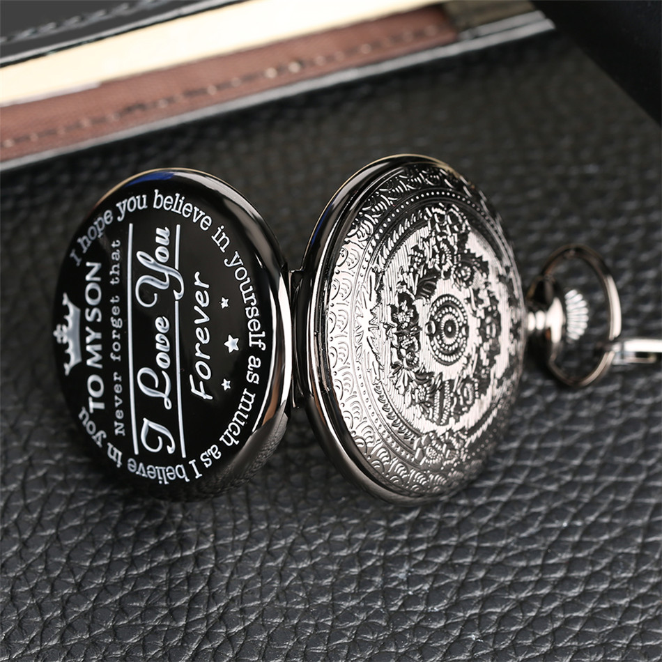 Engraved Quartz Pocket Watch Pendant For Son Personalized Fob Clock Birthdayxmas Gift Box - 3