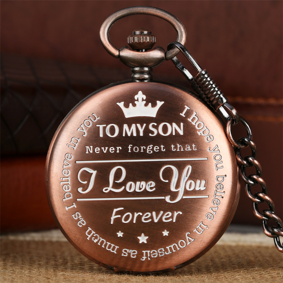 Engraved Quartz Pocket Watch Pendant For Son Personalized Fob Clock Birthdayxmas Gift Box - 19