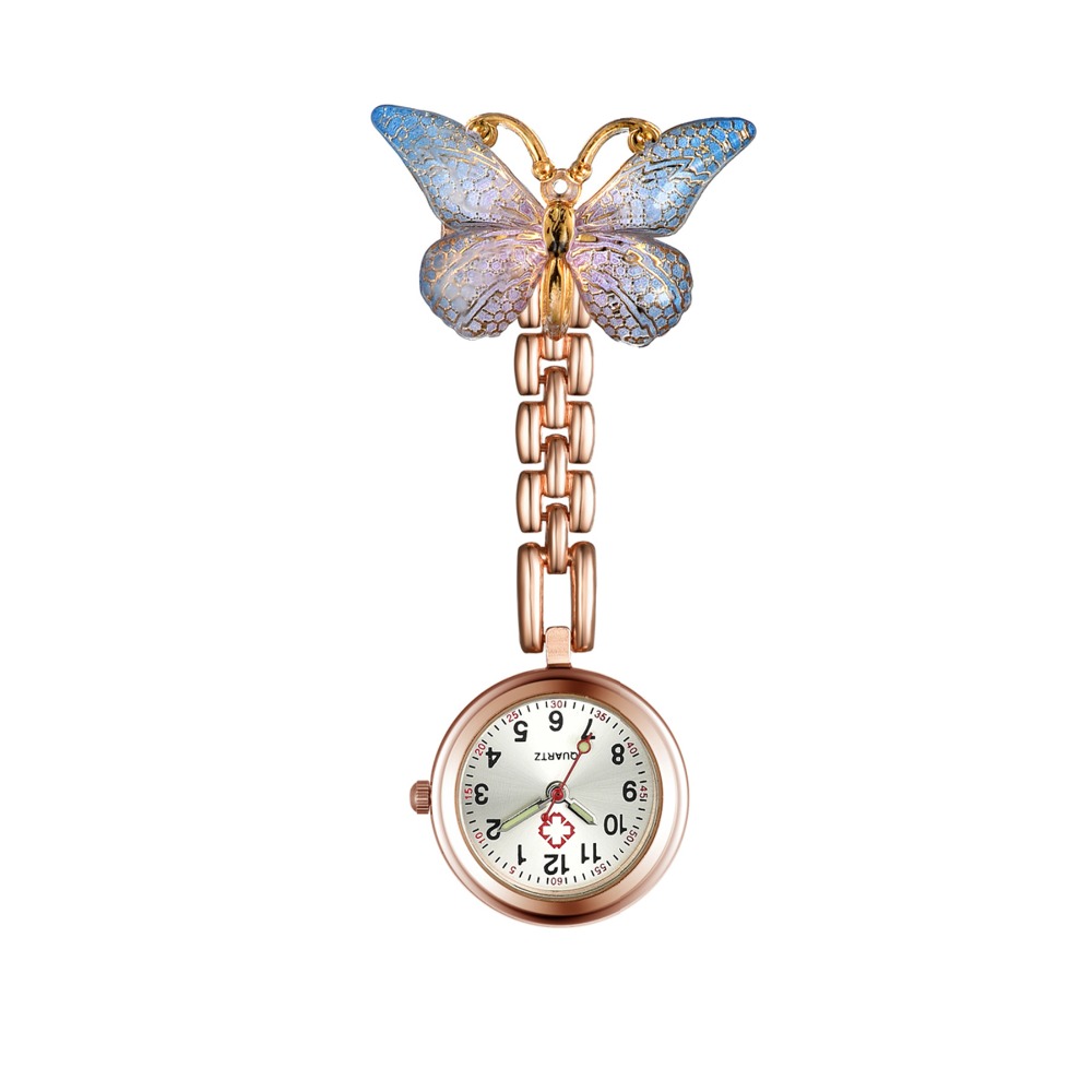 Lancardo Butterfly Pendant Nurse Watch Quartz Doctor Pocket Fob Ladies Clipon Brooch Hanging Timepiece Reloj Enfermera - 4