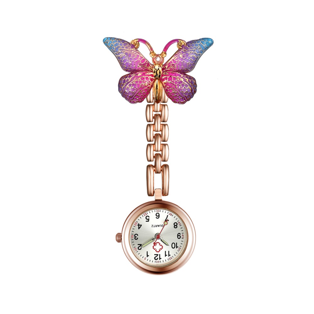 Lancardo Butterfly Pendant Nurse Watch Quartz Doctor Pocket Fob Ladies Clipon Brooch Hanging Timepiece Reloj Enfermera - 5