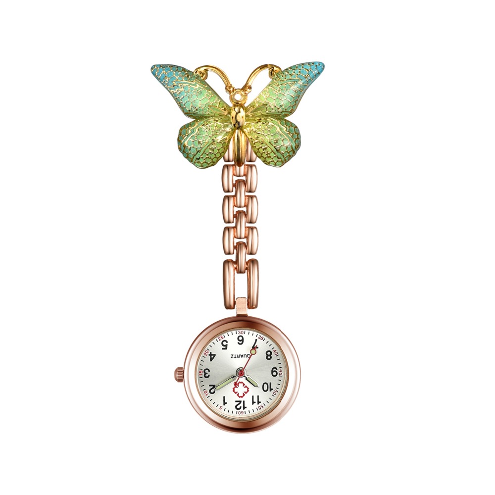 Lancardo Butterfly Pendant Nurse Watch Quartz Doctor Pocket Fob Ladies Clipon Brooch Hanging Timepiece Reloj Enfermera - 6