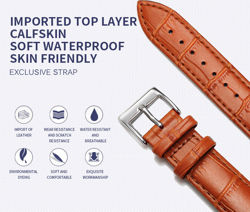 Genuine Leather Watch Strap Soft Comfortable Wrist Belt Bracelet With Pin Buckle Band Tool Available In 1224mm Sizes - 20